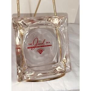 Vtg Ashtray 3 1/2" The Jewel Box Business Advertising Clear Glass Memorabilia